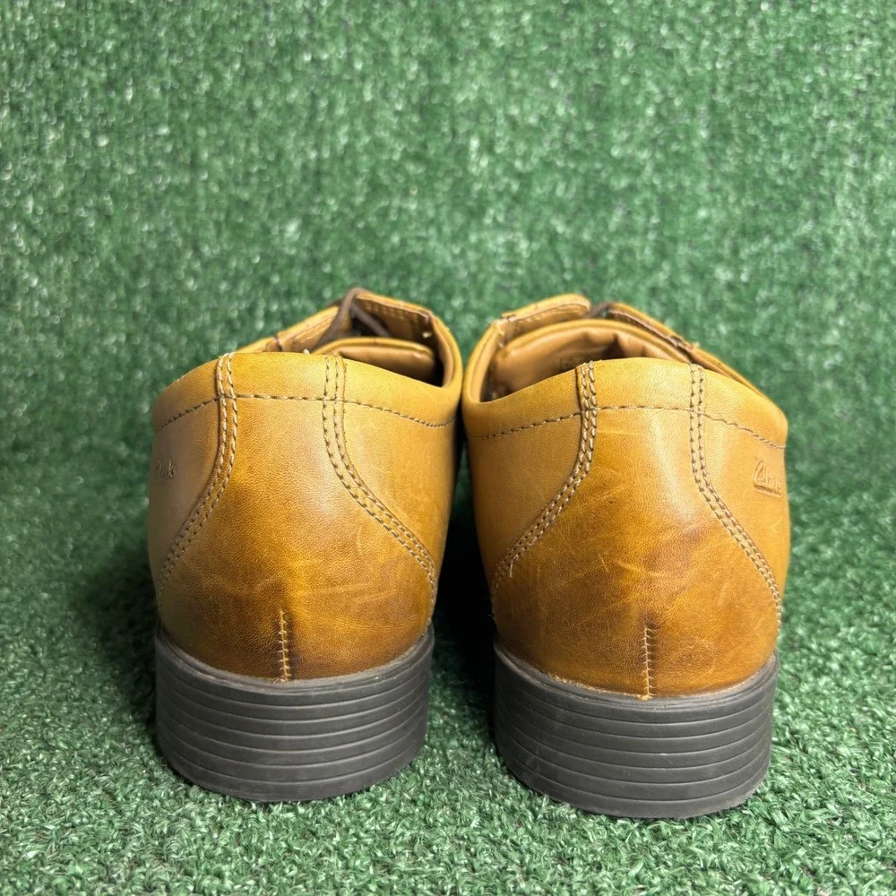 Clarks Whiddon Cap Leather Lace Up Classic Professional Oxford Tan Men 10.5 Wide